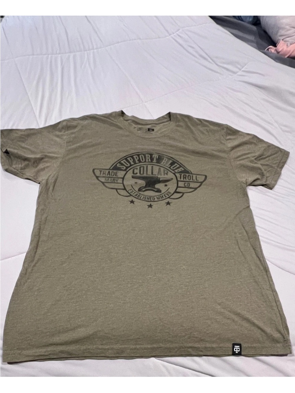 Support Blue Collar Olive Graphic Tee - Unbranded